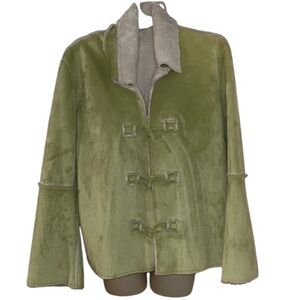 Natalie & Me Weekend  size XL light lime green jacket soft faux suede fur lined